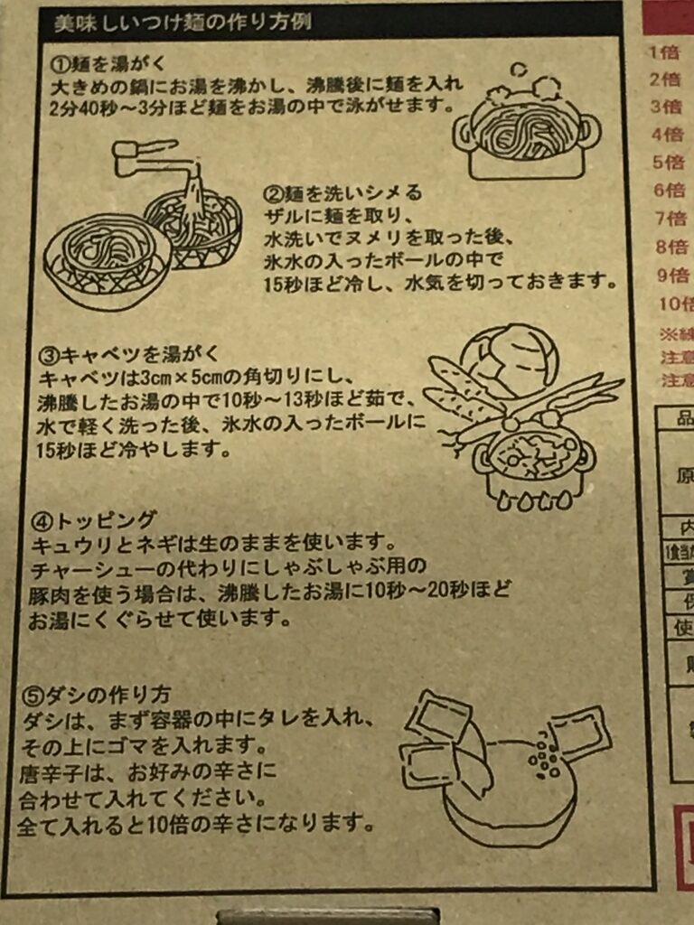 裏面の広島つけ麺の作り方